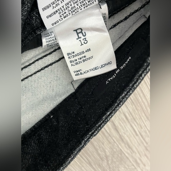 R13 Alison Skinny Leopard Jeans. SIZE 27. - Picture 9 of 11